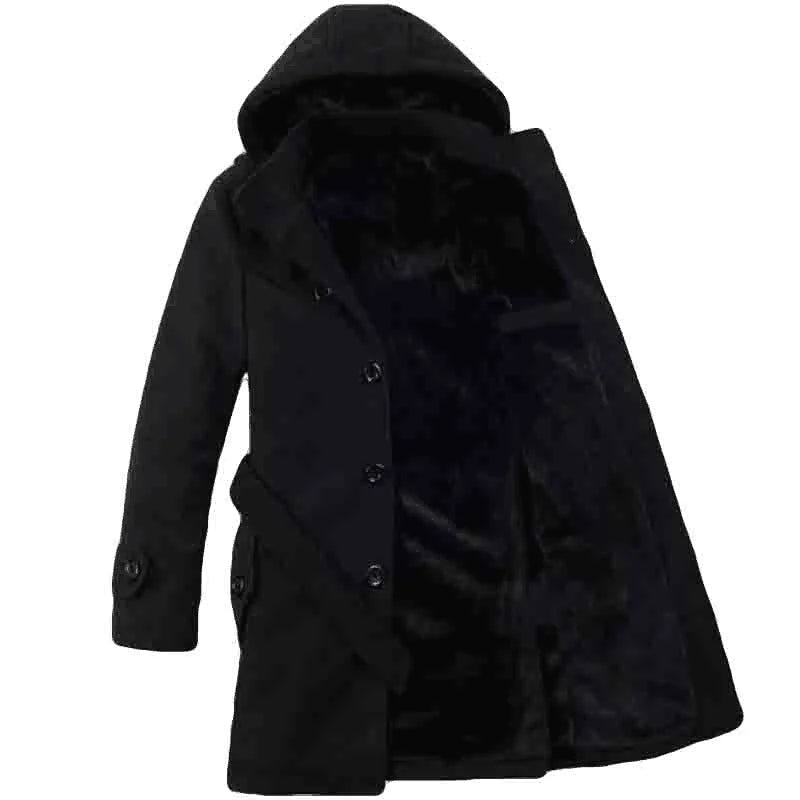 Heren Trenchcoat Gevoerd met Capuchon en Imitatiebont