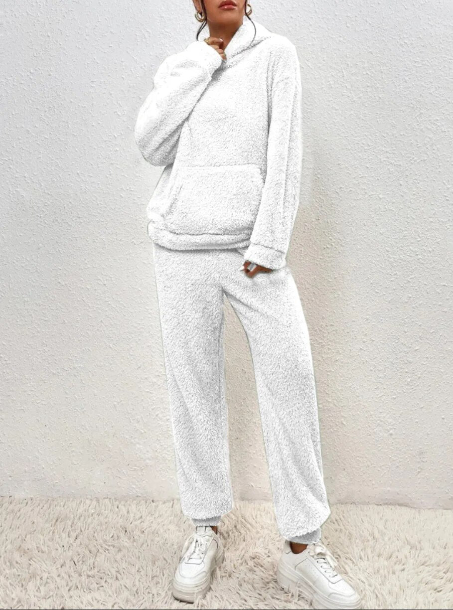 Dames Lounge Set Zacht met Kap en Joggingbroek