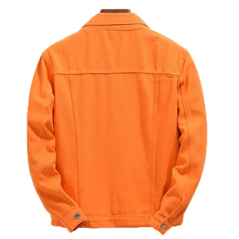 Denim Jas Heren Oranje Losse Fit Casual