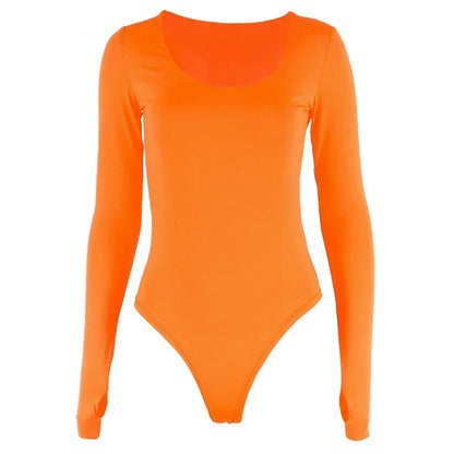 Vrouwelijk Neon Bodysuit Oranje Maatwerk