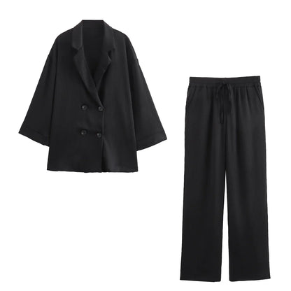 Blazer Doppio Petto Set: Elegante Casual Heren Pak