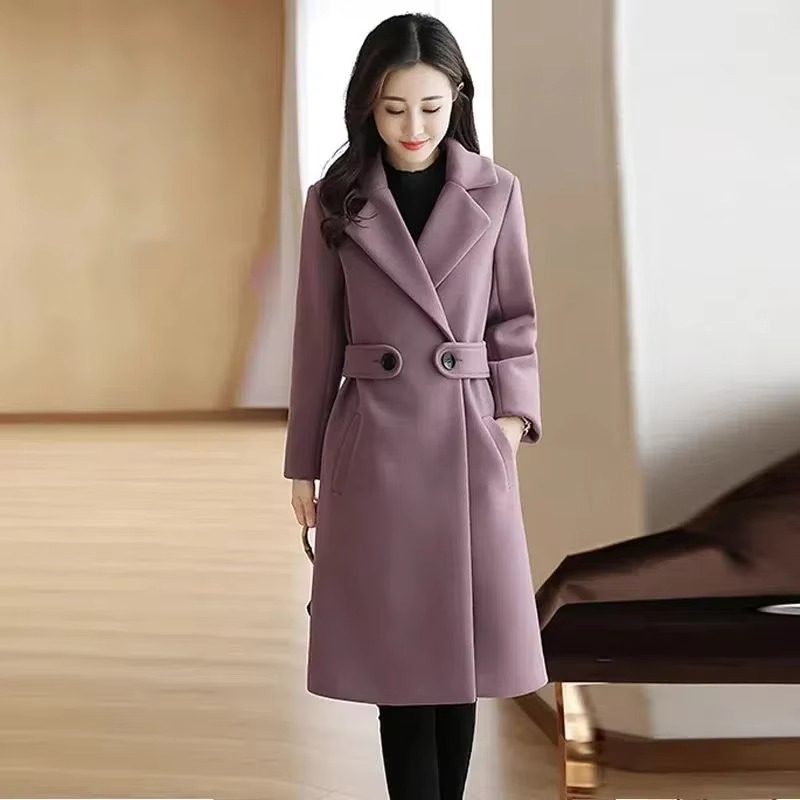 Dames Winterjas Lange Elegante Jas met Ceintuur