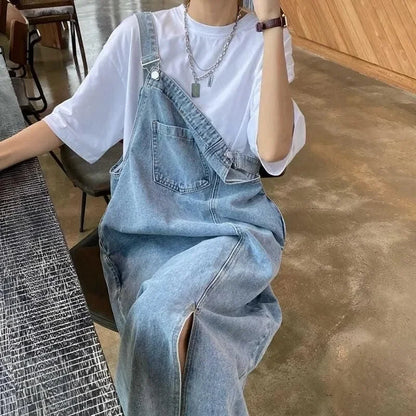 Dames Oversized Jurk Lichtblauw Denim Mode
