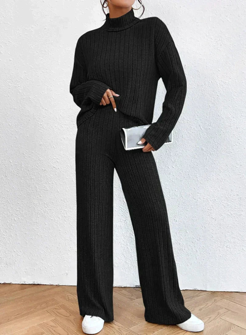 Gestreepte Trui en Broek Set Gebreid Warm Comfortabel