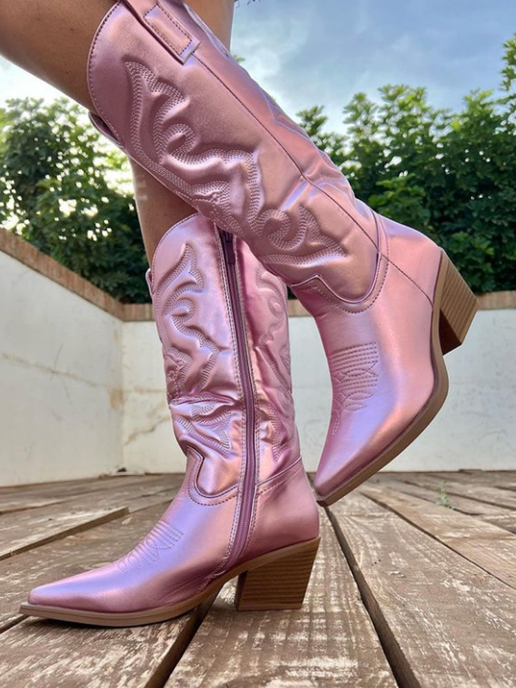 Cowboylaarzen Met Metalen Beschlag Western Stijl