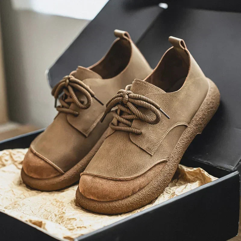 Heren Low Top Veterschoenen Casual Stijl Zwart Leer