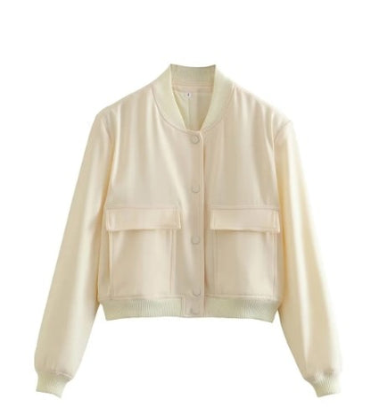 Heren Bomberjas Lederlook Beige Stevig