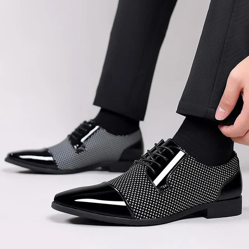 Leren Heren Schoenen Met Strass Steentjes Glanzend - StudioMarella