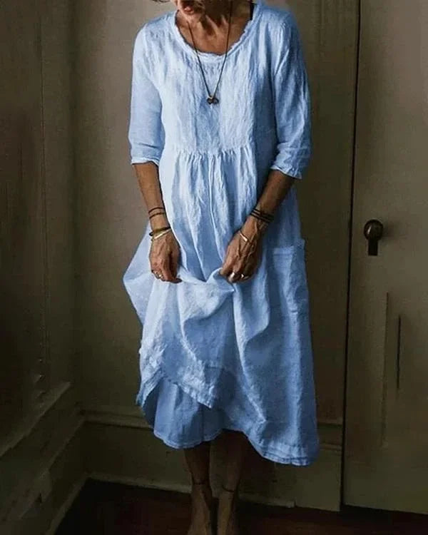Damesjurk Zomer Linnen Oversized Katoen Jurk