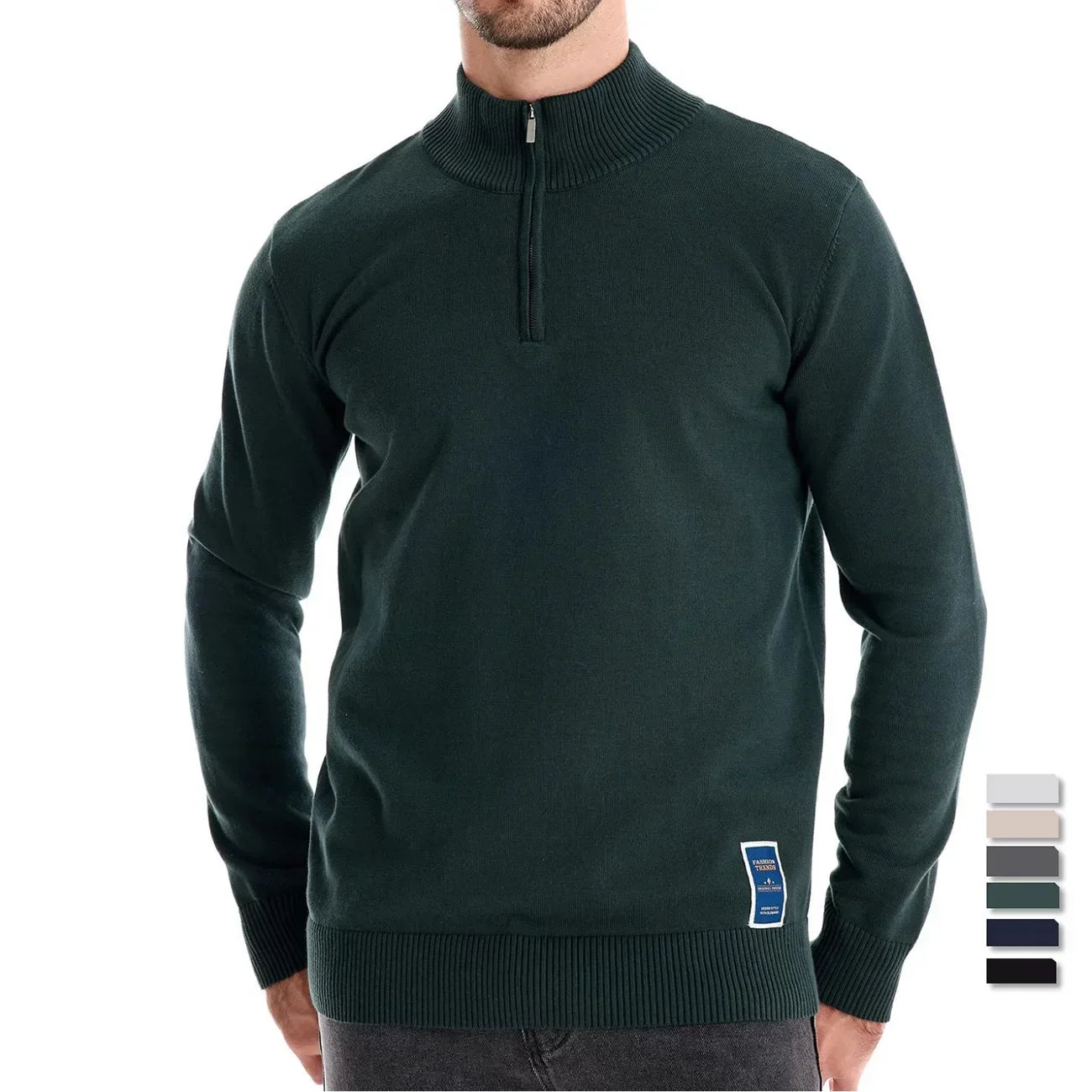 Heren Trui Quarter-Zip Comfortabel Klassieke Stijl Regular Fit