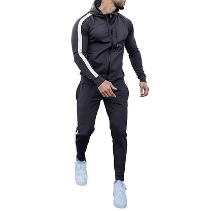 Herentrainingspak Capuchon Witte Strepen Sportief Design