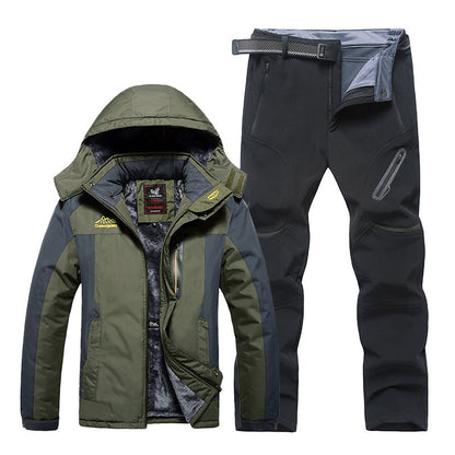 Heren Waterdichte Skiset – Gevoerde Jas en Broek voor Sneeuw en IJs