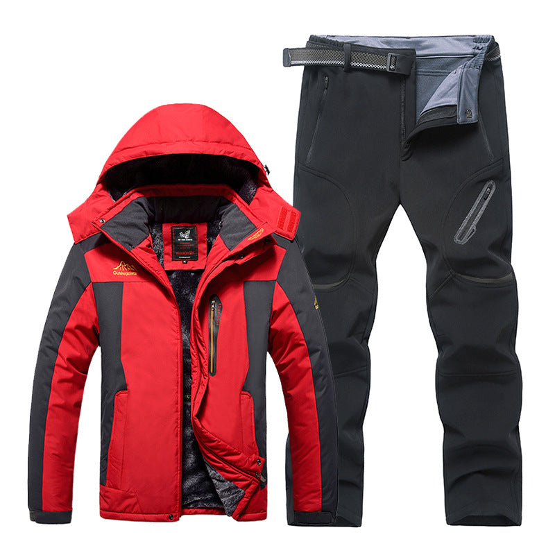 Heren Waterdichte Skiset – Gevoerde Jas en Broek voor Sneeuw en IJs