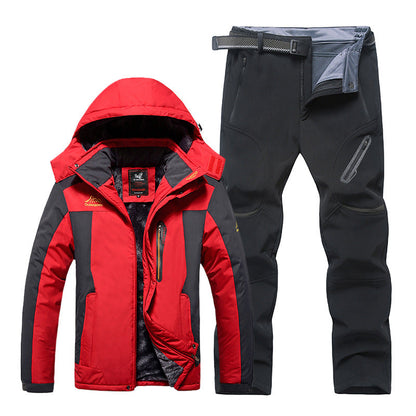 Heren Waterdichte Skiset – Gevoerde Jas en Broek voor Sneeuw en IJs
