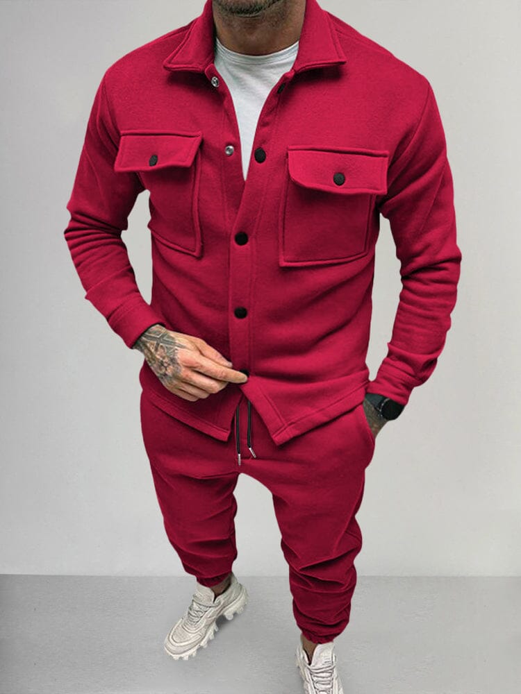 Heren Jogger Set Met Jasje en Broek Zwart Suède Stijl
