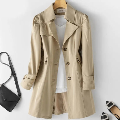 Dames Trenchcoat Middellang Met Enkele Knopen