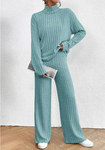 Gestreepte Trui en Broek Set Gebreid Warm Comfortabel