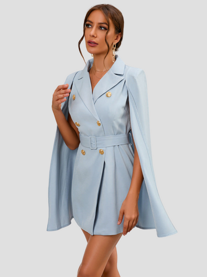 Jurk Blazer met Gouden Knopen en Cape Stijl London