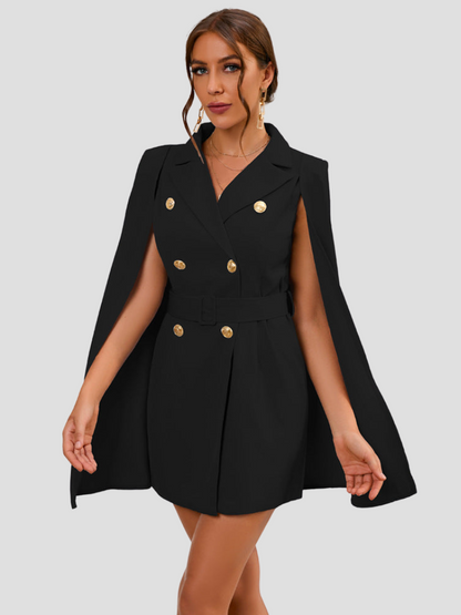 Jurk Blazer met Gouden Knopen en Cape Stijl London