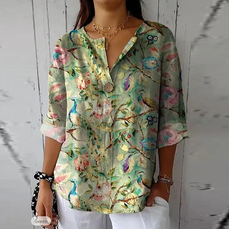 Vrouwen Zomershirt Lange Mouwen Katoen
