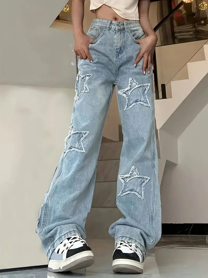Vrouwelijke Jeans Broek Modern Wijd Model - StudioMarella