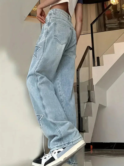 Vrouwelijke Jeans Broek Modern Wijd Model