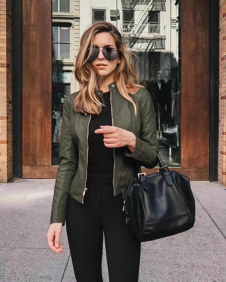 Dames Leren Jas Slim Fit Modern Stijlvol