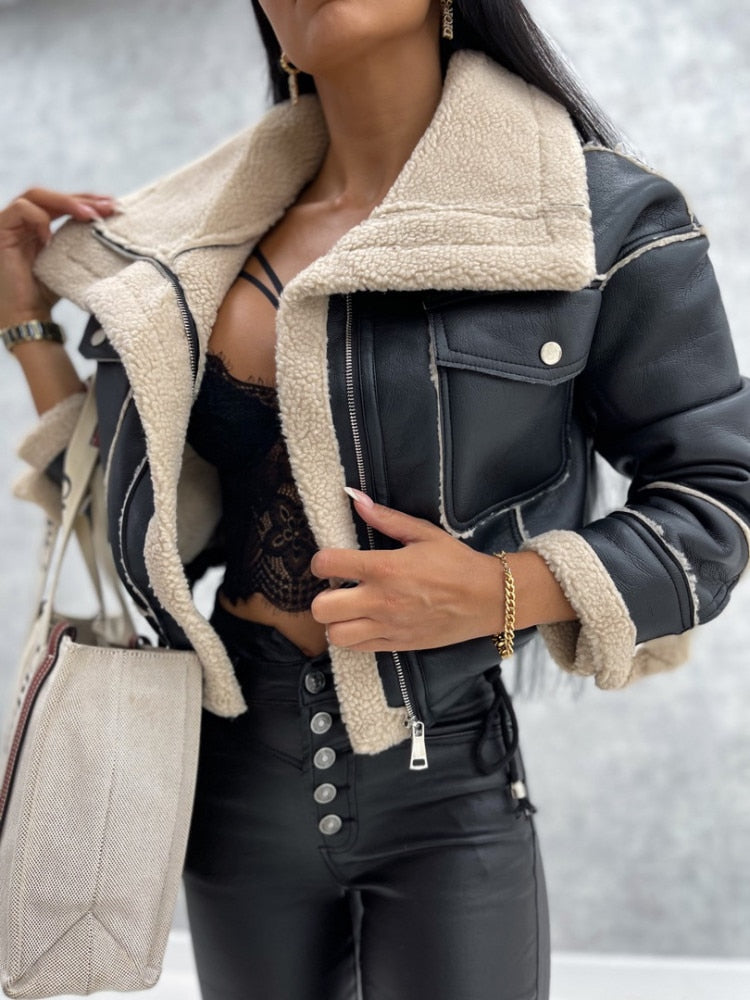 Dames Leren Jas Imitatie Leer Stijlvolle Look