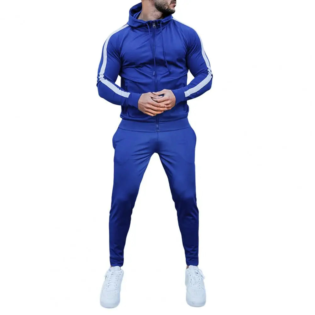 Herentrainingspak Capuchon Witte Strepen Sportief Design