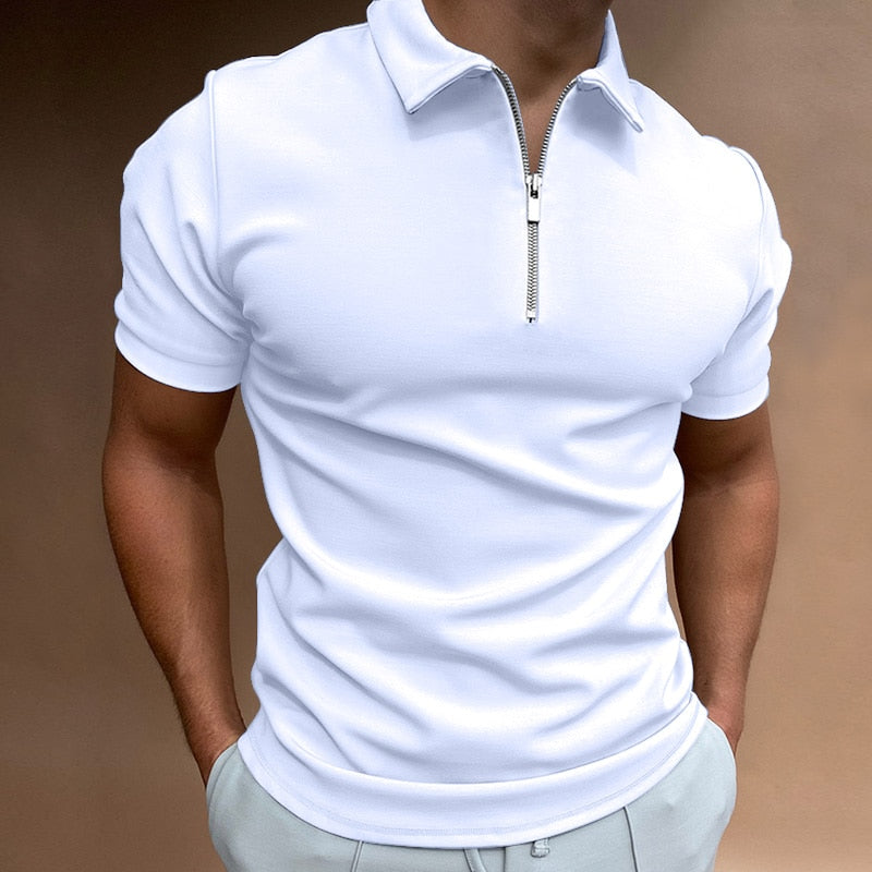 Herenshirt Kort Mouwen Rits Voorzien Zomerkleding