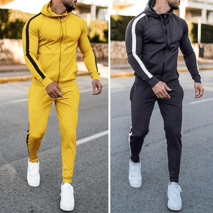Herentrainingspak Capuchon Witte Strepen Sportief Design