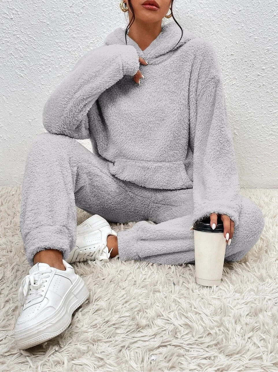 Dames Lounge Set Zacht met Kap en Joggingbroek