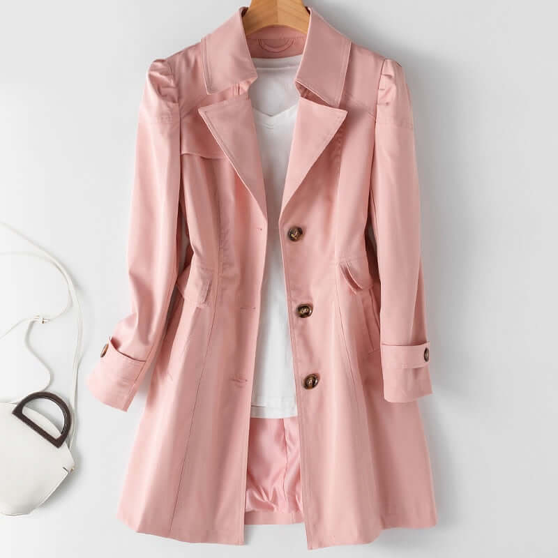 Dames Trenchcoat Korte Lengte Elegante Enkele Knoopsluiting