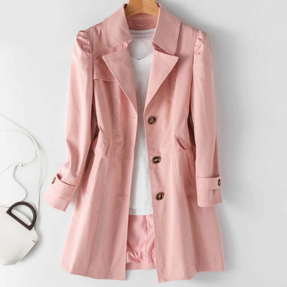 Dames Trenchcoat Korte Lengte Elegante Enkele Knoopsluiting