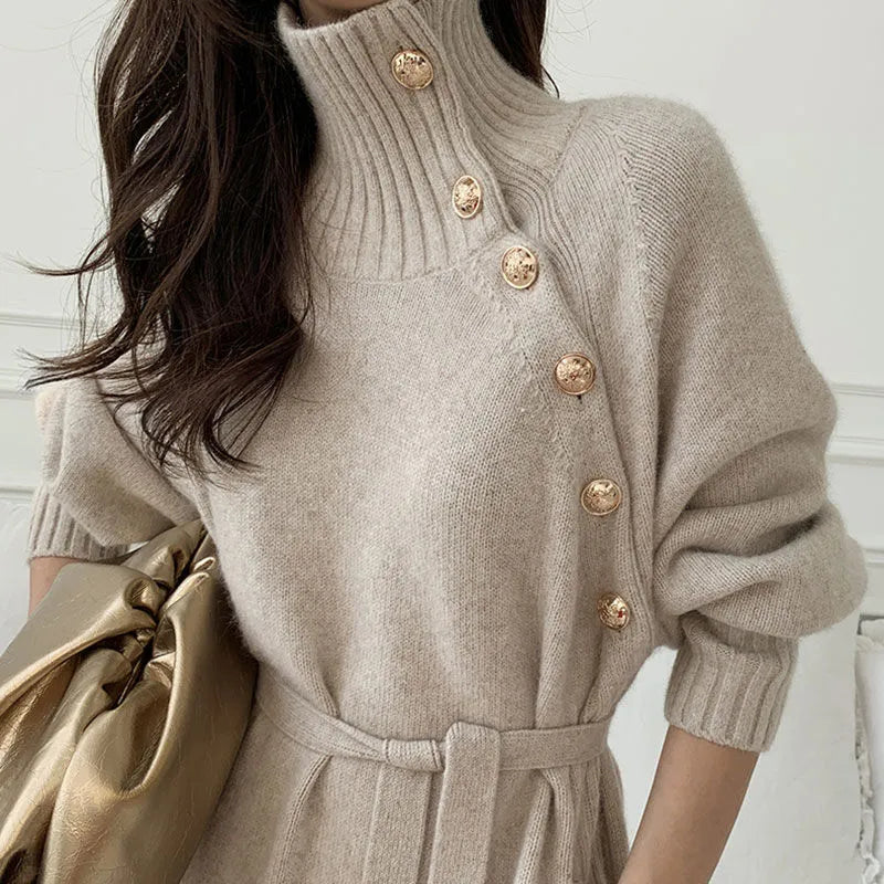 DamesJurk Lange Mouwen Asymmetrisch Model met Knopen