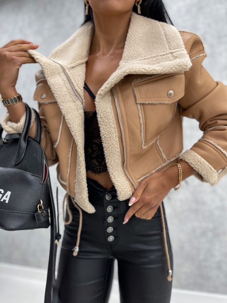 Dames Leren Jas Imitatie Leer Stijlvolle Look