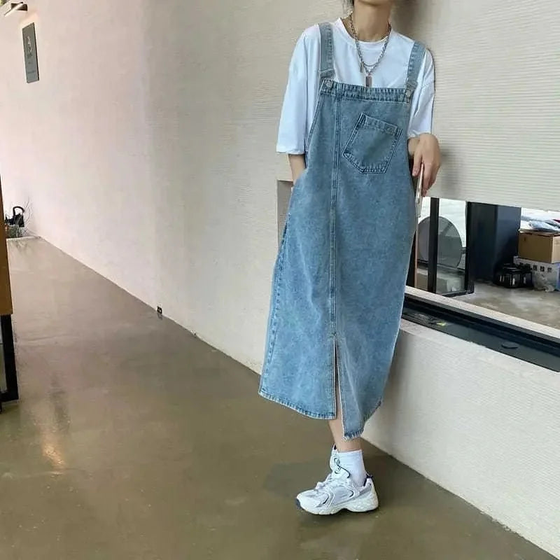 Dames Oversized Jurk Lichtblauw Denim Mode