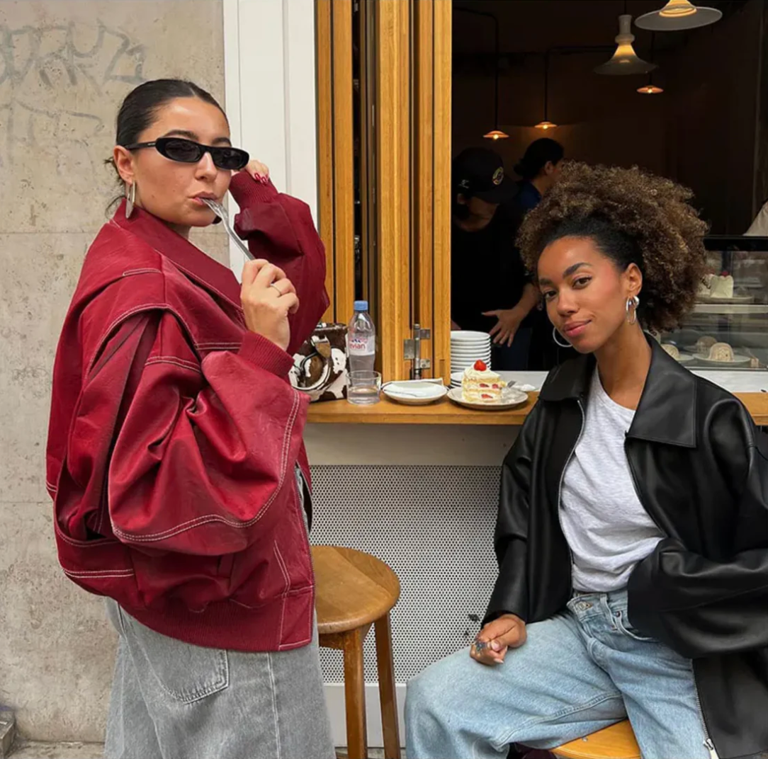 Oversized Leren Jas Rood Dames