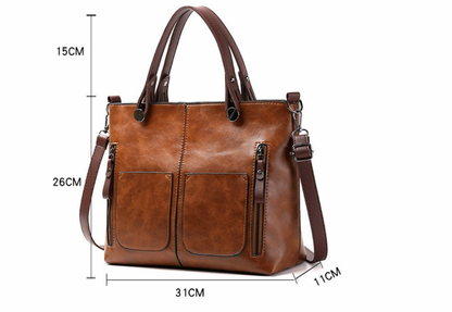 Dames Leren Schoudertas Vintage Look Chique