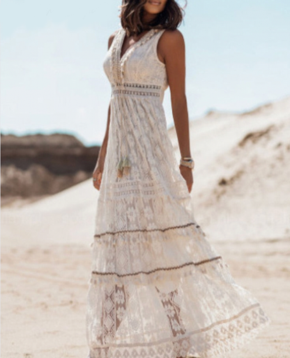 Boho Maxi Jurk Elegante Vrouwelijke Pasvorm Zomerjurk