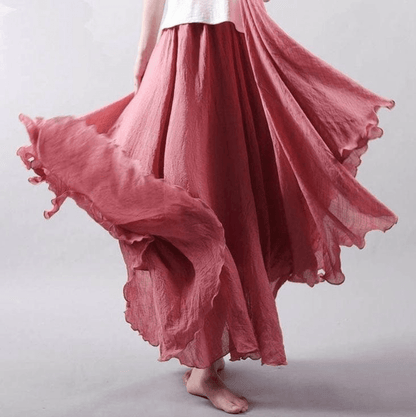 Linnen Maxi Rok Bohemian Stijl Elegant Zomer