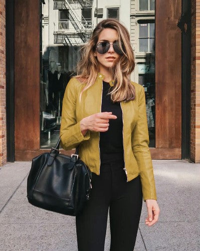 Dames Bikerjas van Kunstleer Modern Design