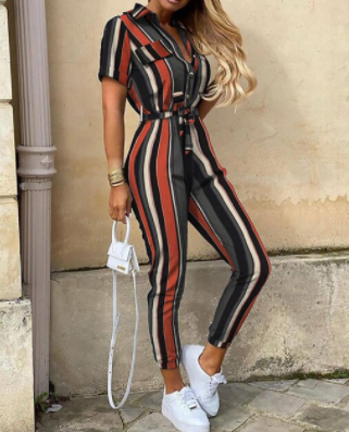 Jumpsuit Met Knoopsluiting Elegante Zomerkleding voor Vrouw