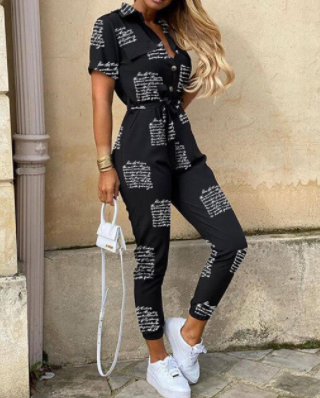 Jumpsuit Met Knoopsluiting Elegante Zomerkleding voor Vrouw