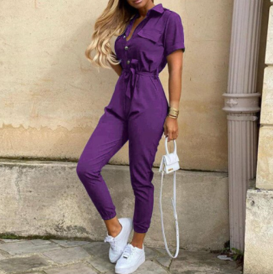 Jumpsuit Met Knoopsluiting Elegante Zomerkleding voor Vrouw