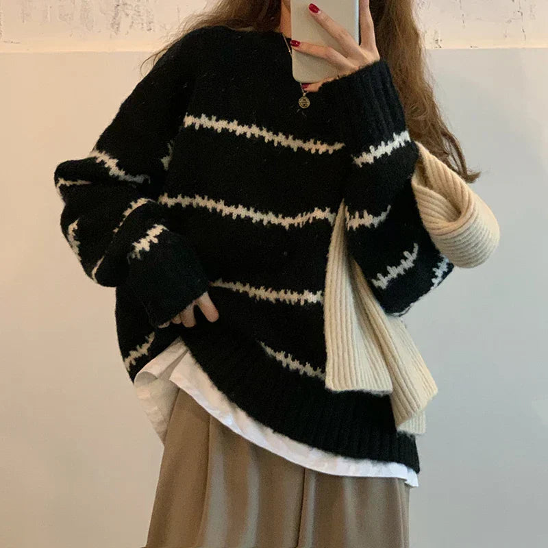 Dames Oversized Trui Wit Gebreid Zacht