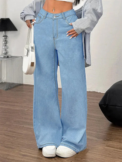 Dames Oversized Jeans Blauw Loose Fit