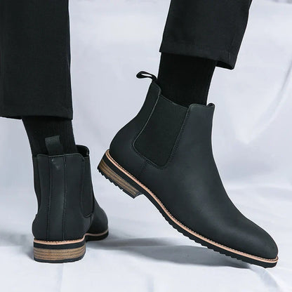 Leren Chelsea Boots Heren Zwart Minimalistisch Design