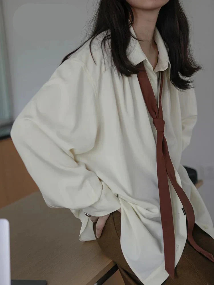 Dames Oversized Hemd Grijs Minimalistisch Model - StudioMarella