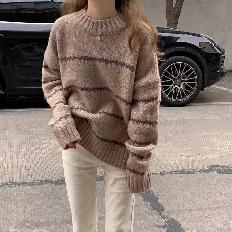 Dames Oversized Trui Wit Gebreid Zacht